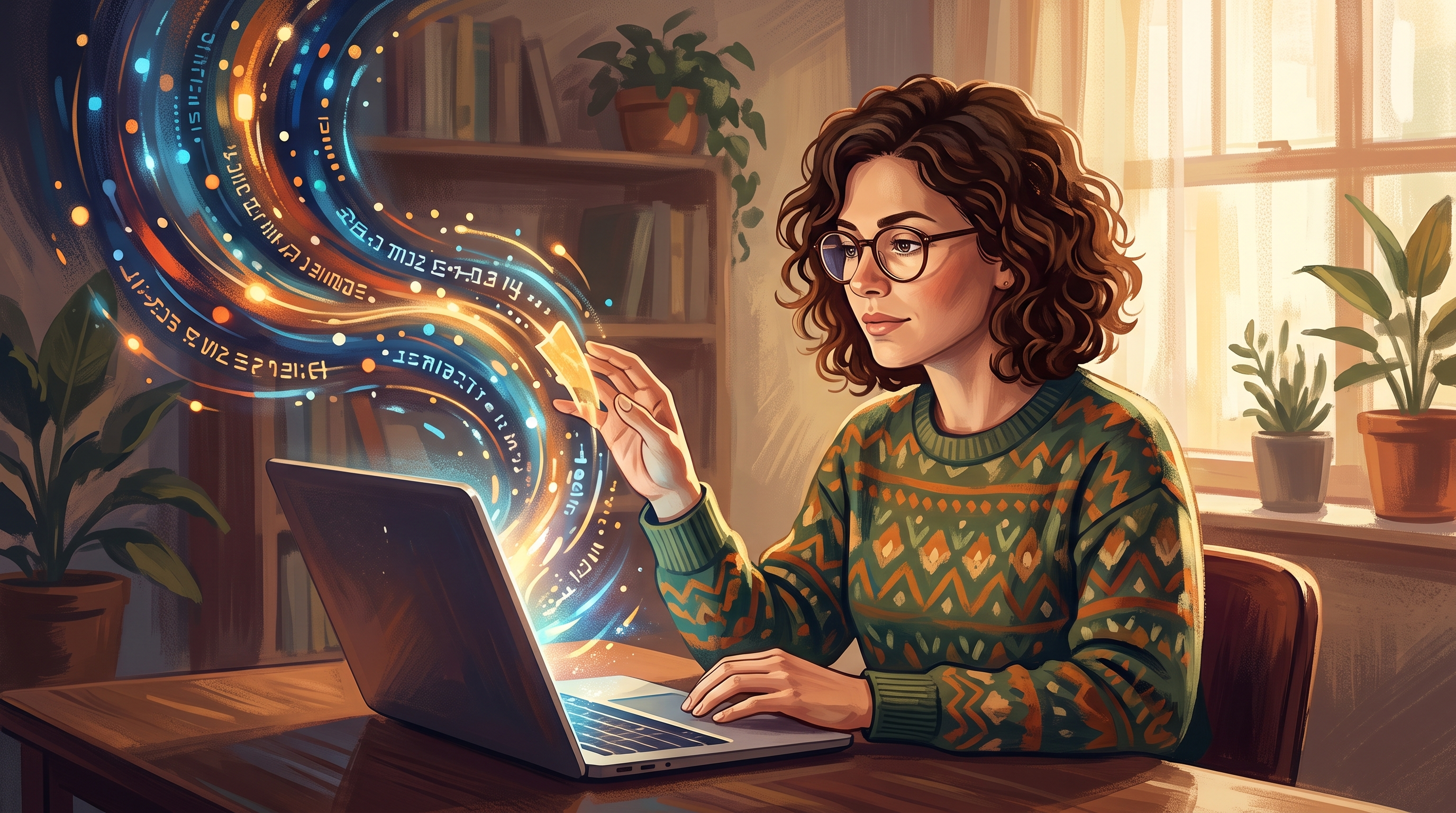 A focused website owner analyzes Google search results on a laptop, surrounded by notes and tools, reflecting determination to understand their online ran…