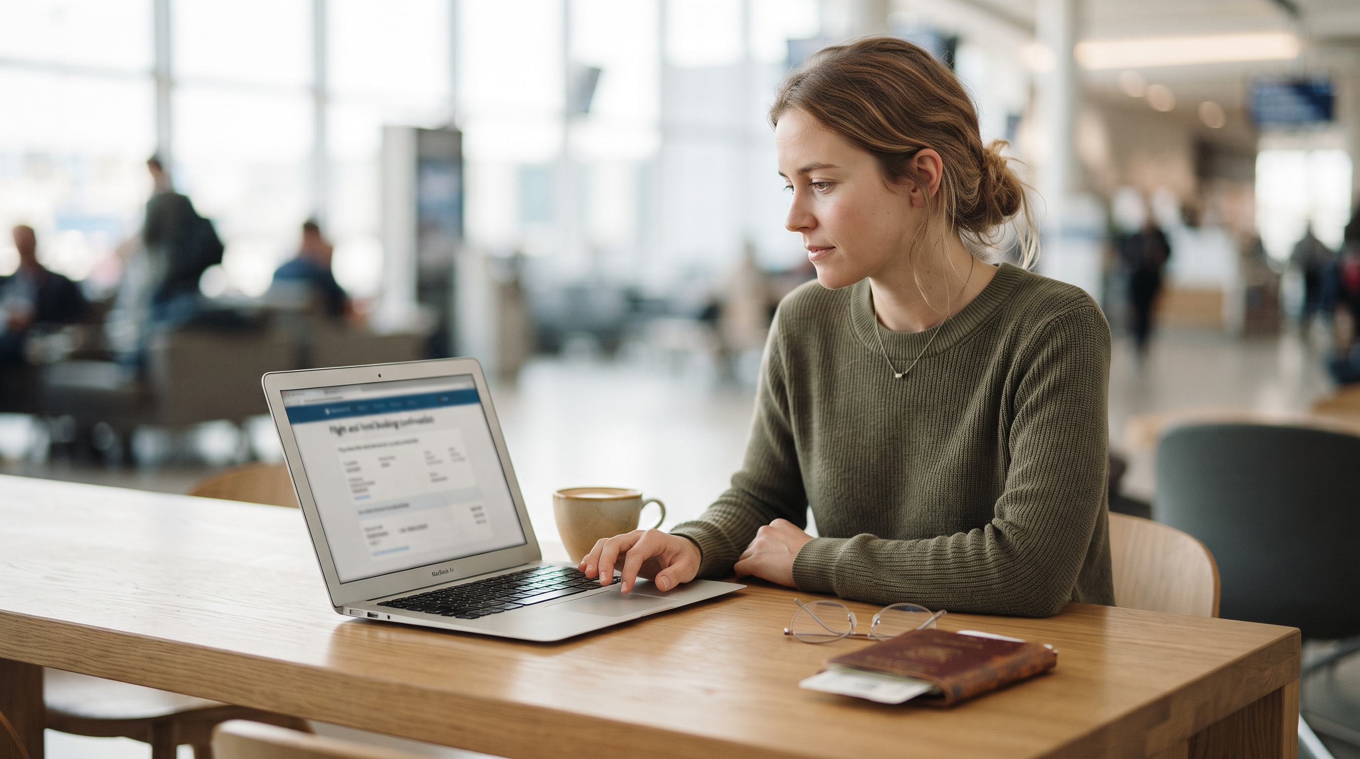 A traveler reviews various travel itinerary apps on a laptop, surrounded by maps and travel guides, while considering security and organization for their …